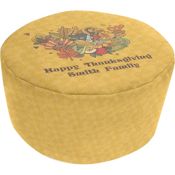 Custom Happy Thanksgiving Round Pouf Ottoman (Personalized)