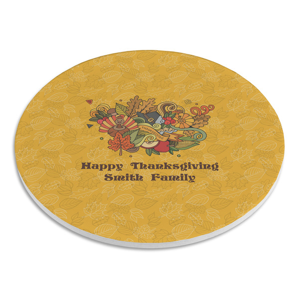 Happy Thanksgiving Round Stone Trivet - Angle View