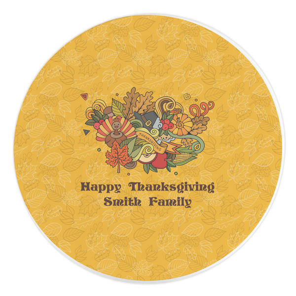 Custom Happy Thanksgiving Round Stone Trivet (Personalized)