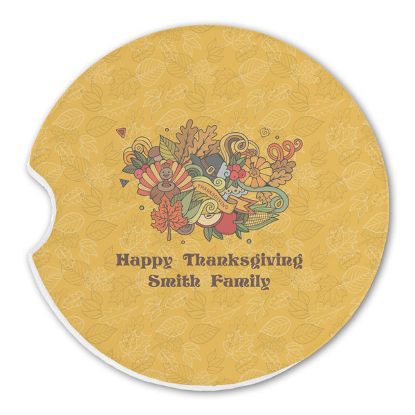 Custom Happy Thanksgiving Sandstone Car Coaster - Single (Personalized)