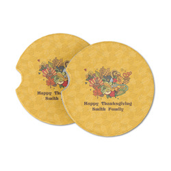 Happy Thanksgiving Sandstone Car Coasters - Set of 2 (Personalized)
