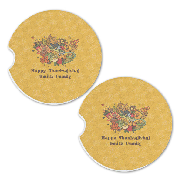 Happy Thanksgiving Sandstone Car Coasters - Set of 2
