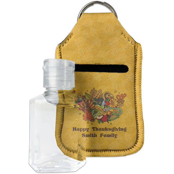 Custom Happy Thanksgiving Hand Sanitizer & Keychain Holder (Personalized)