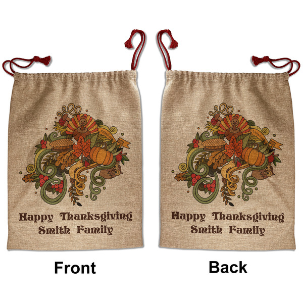 Happy Thanksgiving Santa Bag - Front and Back