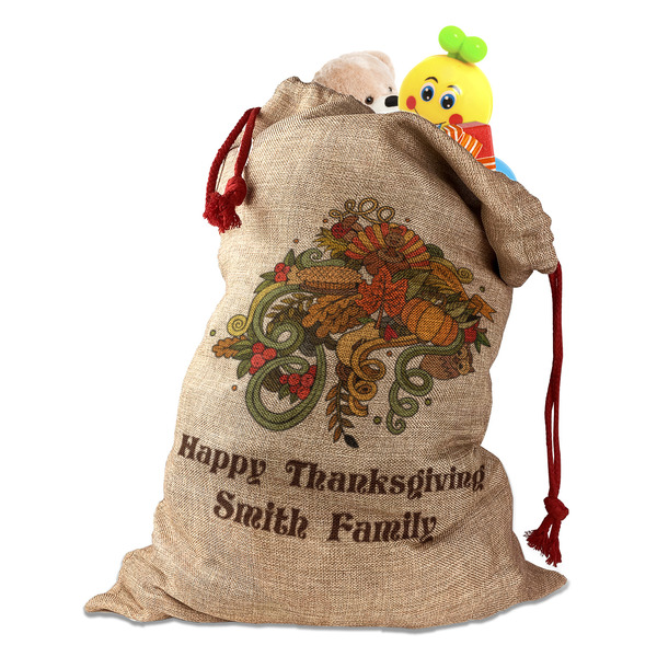 Happy Thanksgiving Santa Bag - Front (stuffed w toys) PARENT