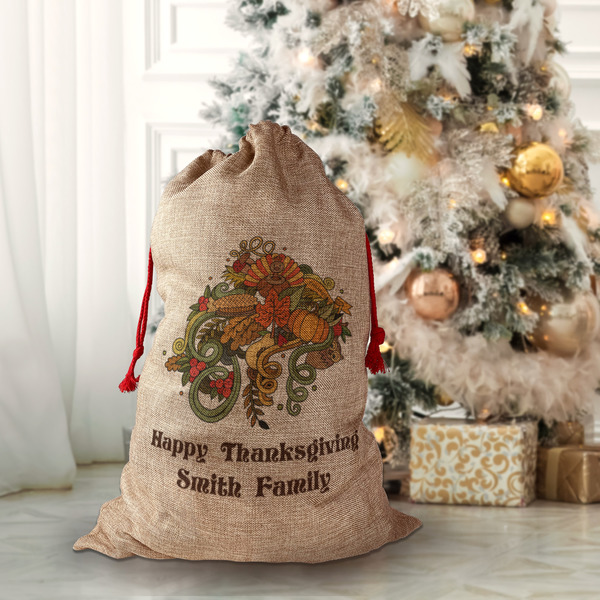 Happy Thanksgiving Santa Bag - Lifestyle