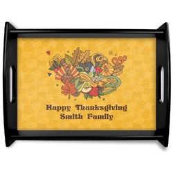 Happy Thanksgiving Black Wooden Tray - Large (Personalized)