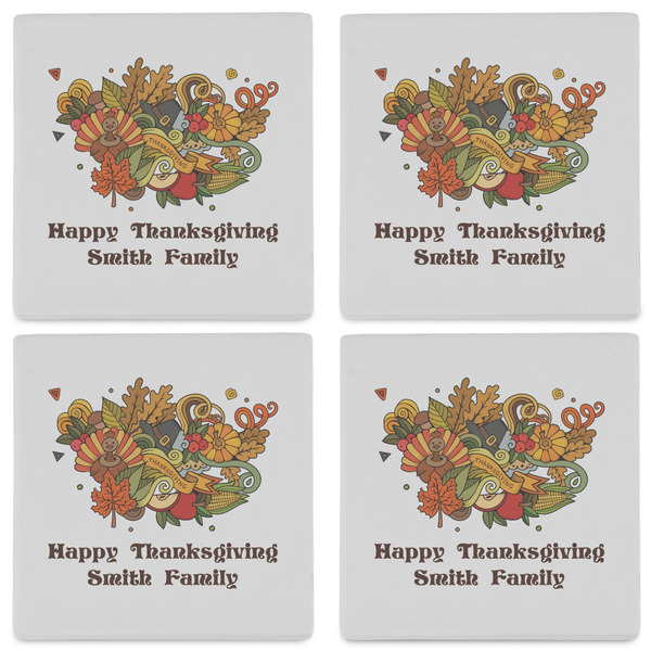 Happy Thanksgiving Set of 4 Sandstone Coasters - See All 4 View
