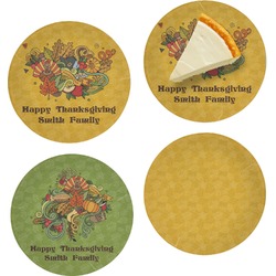 Happy Thanksgiving Set of 4 Glass Appetizer / Dessert Plate 8" (Personalized)