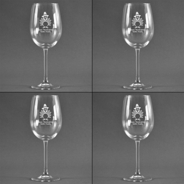 Happy Thanksgiving Set of Four Personalized Wineglasses (Approval)