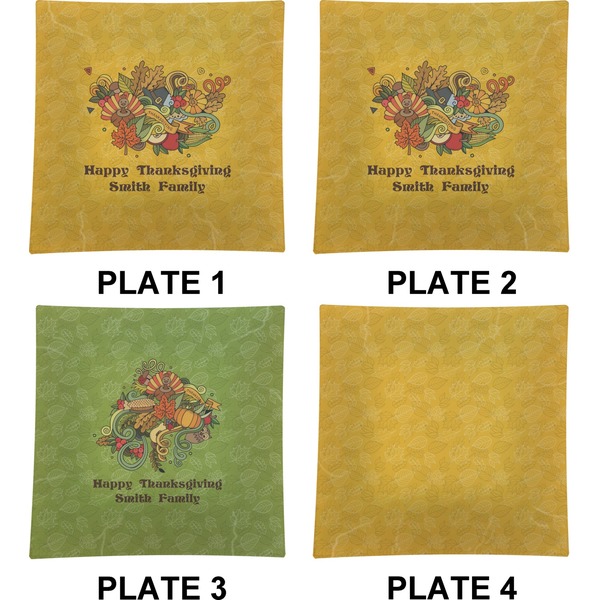 Happy Thanksgiving Set of Square Dinner Plates (Approval)