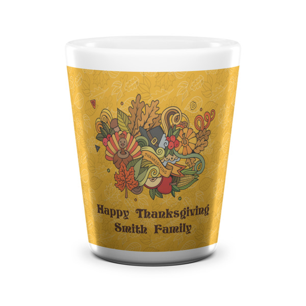 Happy Thanksgiving Shot Glass - White - FRONT