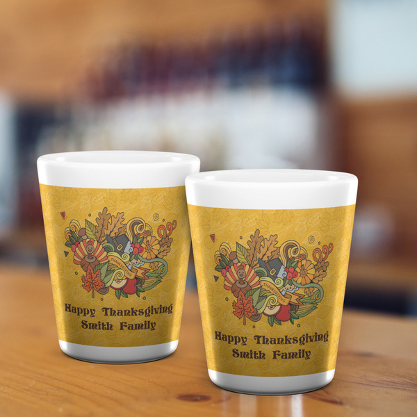 Happy Thanksgiving Shot Glass - White - LIFESTYLE