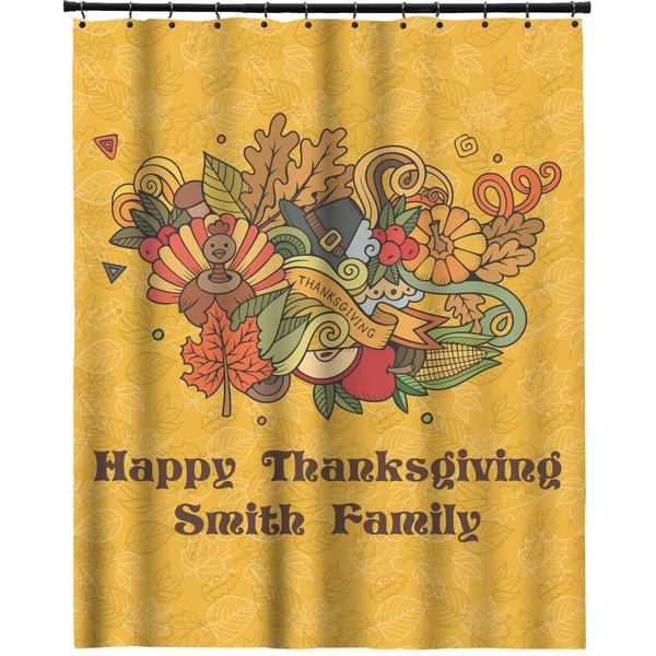 Custom Happy Thanksgiving Extra Long Shower Curtain - 70"x84" (Personalized)
