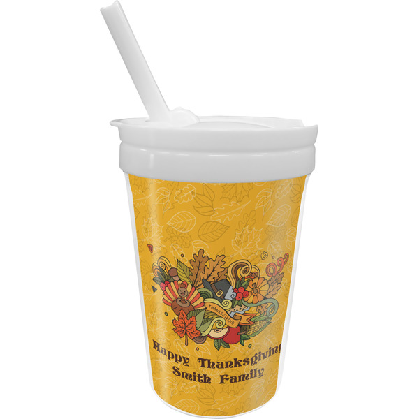 Custom Happy Thanksgiving Sippy Cup with Straw (Personalized)