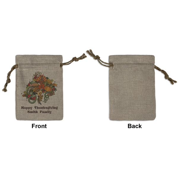 Happy Thanksgiving Small Burlap Gift Bag - Front Approval