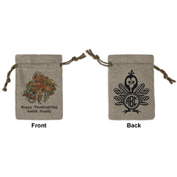 Happy Thanksgiving Small Burlap Gift Bag - Front & Back (Personalized)