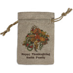 Happy Thanksgiving Small Burlap Gift Bag - Front (Personalized)
