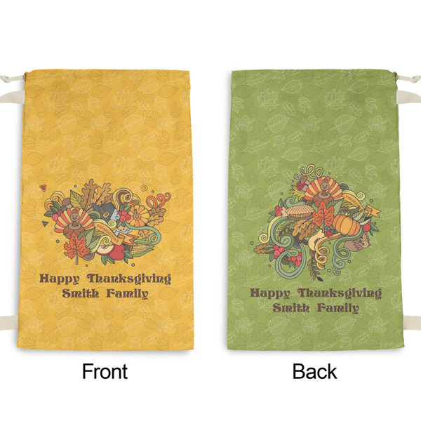 Happy Thanksgiving Small Laundry Bag - Front & Back View
