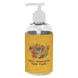 Happy Thanksgiving Plastic Soap / Lotion Dispenser (8 oz - Small - White) (Personalized)
