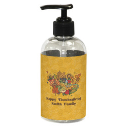Happy Thanksgiving Plastic Soap / Lotion Dispenser (8 oz - Small - Black) (Personalized)