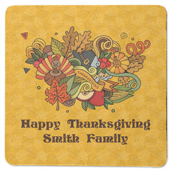 Happy Thanksgiving Square Rubber Backed Coaster (Personalized)