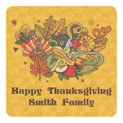 Happy Thanksgiving Square Decal - Large (Personalized)