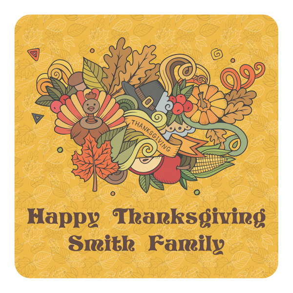 Custom Happy Thanksgiving Square Decal - XLarge (Personalized)