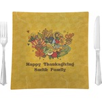 Happy Thanksgiving 9.5" Glass Square Lunch / Dinner Plate- Single or Set of 4 (Personalized)