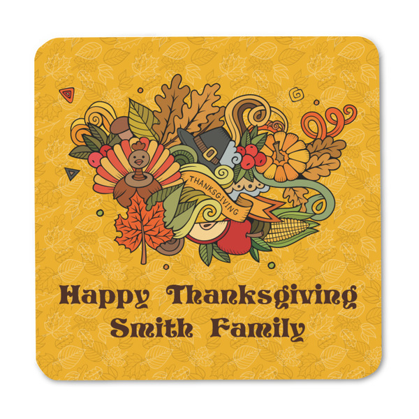 Happy Thanksgiving Square Fridge Magnet - FRONT