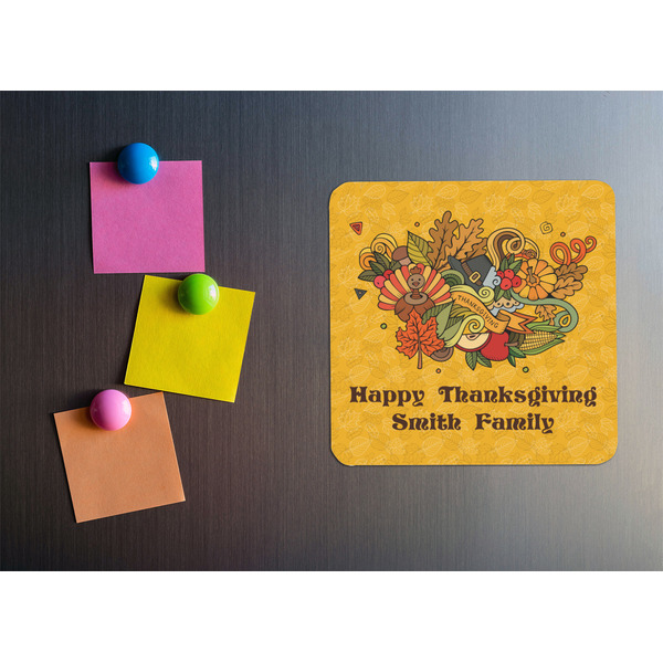 Happy Thanksgiving Square Fridge Magnet - LIFESTYLE
