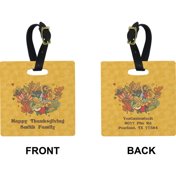 Happy Thanksgiving Square Luggage Tag (Front + Back)
