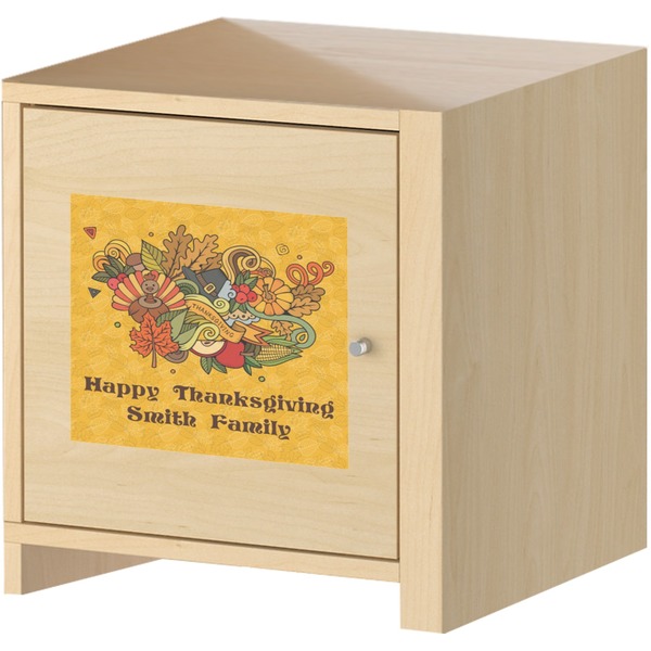 Happy Thanksgiving Square Wall Decal on Wooden Cabinet
