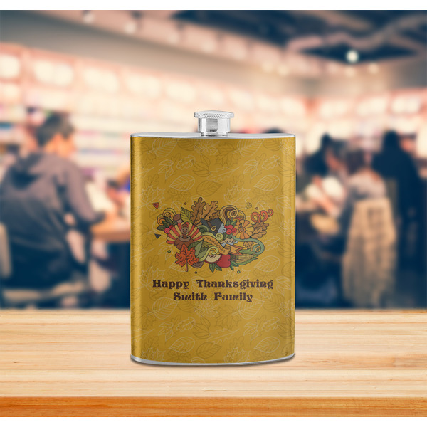 Happy Thanksgiving Stainless Steel Flask - LIFESTYLE 2