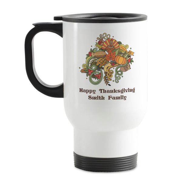 Custom Happy Thanksgiving Stainless Steel Travel Mug with Handle