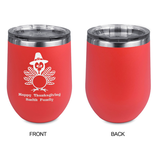 Happy Thanksgiving Stainless Wine Tumblers - Coral - Single Sided - Approval