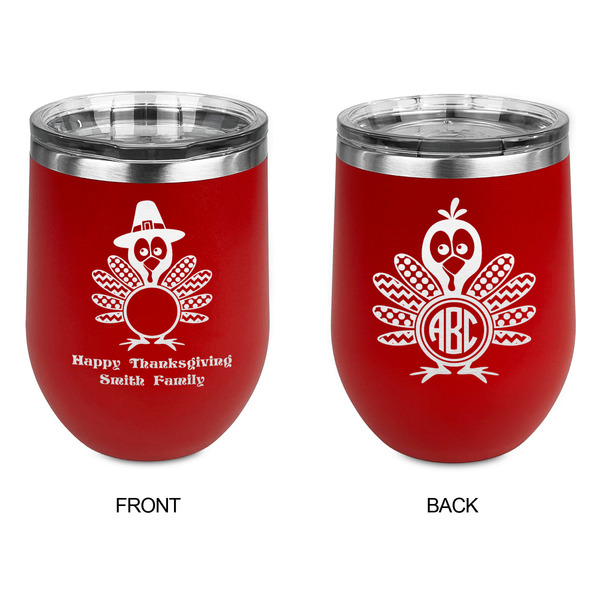 Happy Thanksgiving Stainless Wine Tumblers - Red - Double Sided - Approval