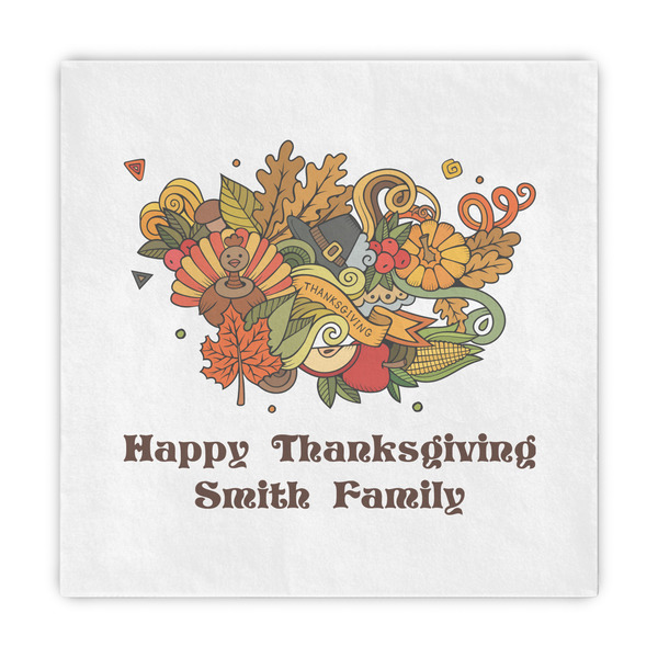 Custom Happy Thanksgiving Decorative Paper Napkins (Personalized)
