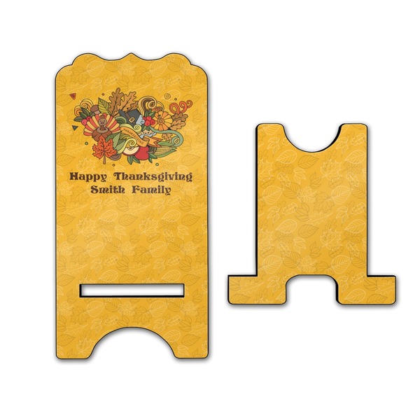 Happy Thanksgiving Stylized Phone Stand - Front & Back - Large