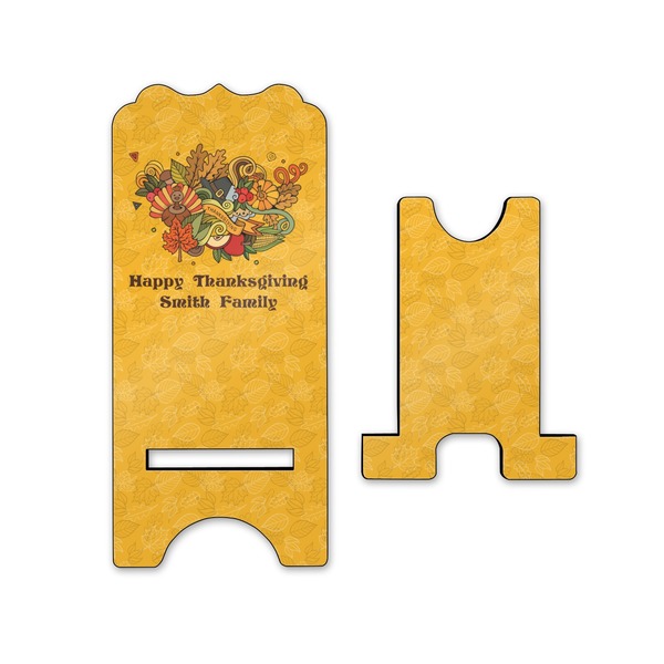 Happy Thanksgiving Stylized Phone Stand - Front & Back - Small