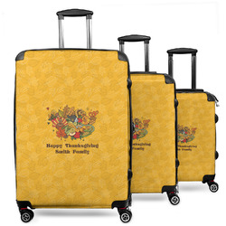 Happy Thanksgiving 3 Piece Luggage Set - 20" Carry On, 24" Medium Checked, 28" Large Checked (Personalized)