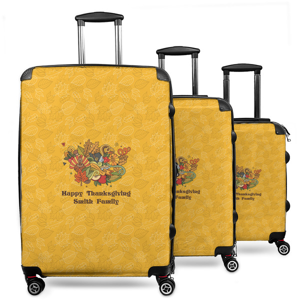 Custom Happy Thanksgiving 3 Piece Luggage Set - 20" Carry On, 24" Medium Checked, 28" Large Checked (Personalized)