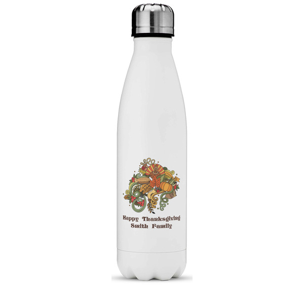 Custom Happy Thanksgiving Water Bottle - 17 oz. - Stainless Steel - Full Color Printing (Personalized)