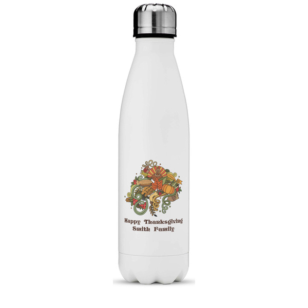 Custom Happy Thanksgiving Water Bottle - 17 oz. - Stainless Steel - Full Color Printing (Personalized)