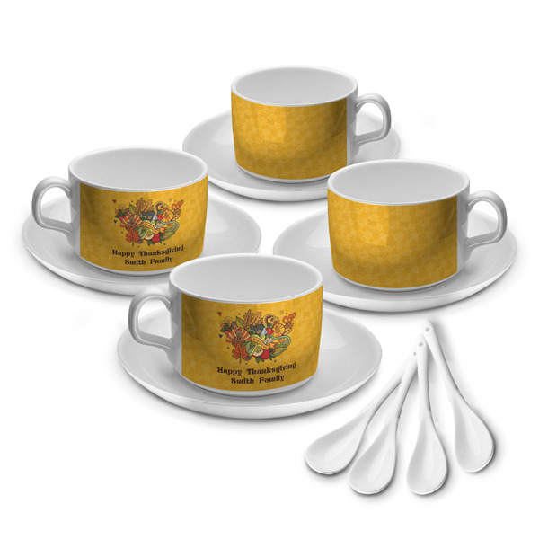 Custom Happy Thanksgiving Tea Cup - Set of 4 (Personalized)