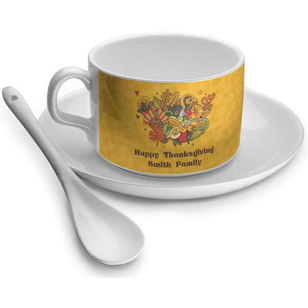Custom Happy Thanksgiving Tea Cup - Single (Personalized)