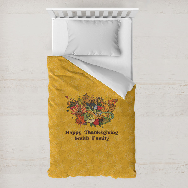 Custom Happy Thanksgiving Toddler Duvet Cover w/ Name or Text