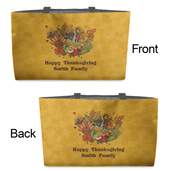 Happy Thanksgiving Tote w/Black Handles - Front & Back Views
