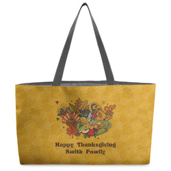 Happy Thanksgiving Beach Totes Bag - w/ Black Handles (Personalized)