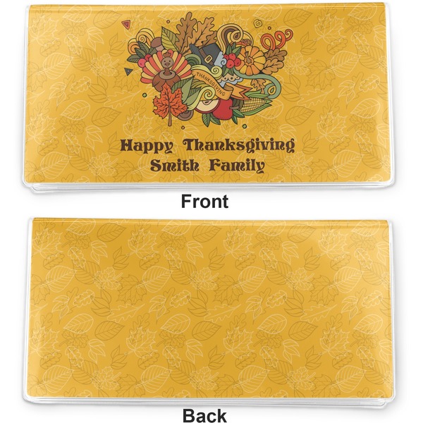 Happy Thanksgiving Vinyl Check Book Cover - Front and Back